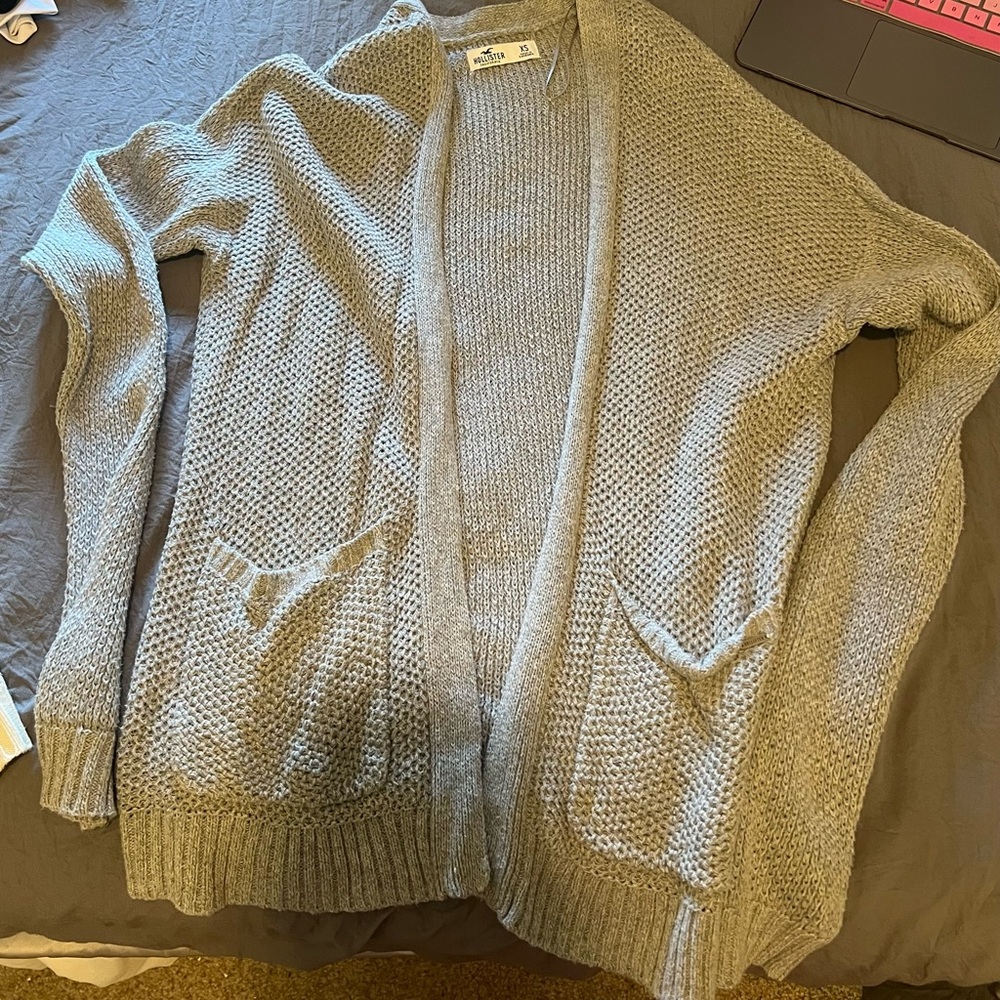 Hollister Gray Open-Front Cardigan Sweater